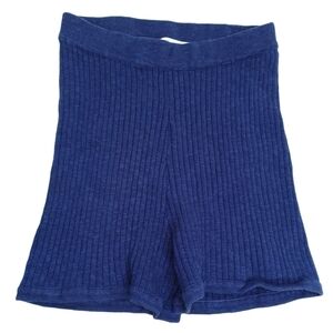 Free People Beach Zuma Blue Sz S Ribbed High Rise Cotton Linen Blend Shorts